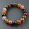 Tourmaline 11mm Inner Natural Power Stone [Eigado] Multi-Colored Bracelet, Beads, Diameter Approx. 17cm, Stone,