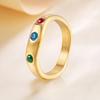 Korean Version of Retro Niche Gemstone Ring Simple Ins Zircon Non-fading Ring Women's Electroplated Titanium Steel