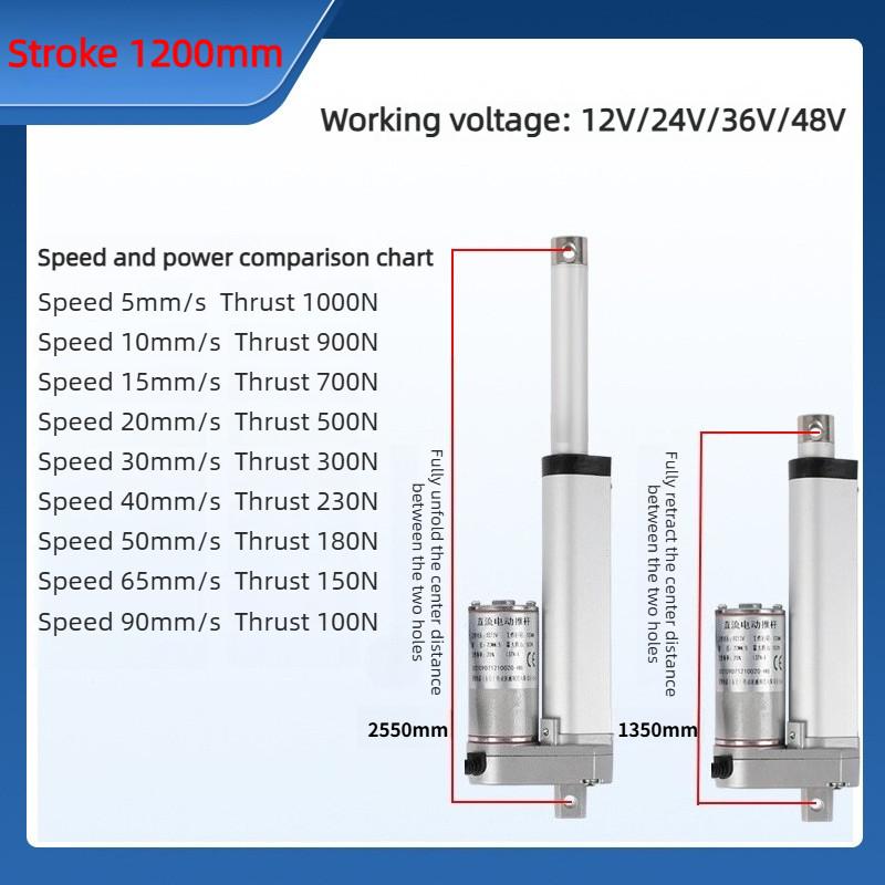 12V24V High Thrust Electric Push Rod Telescopic Rod Industrial Electric Lifting Rod DC Electric Motor Linear Actuator