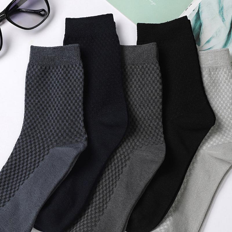 5 Pairs High Quality Bamboo Fiber Men Socks Business Breathable Deodorant Compression Socks Men Long Big Size EU39-47 Large Plus