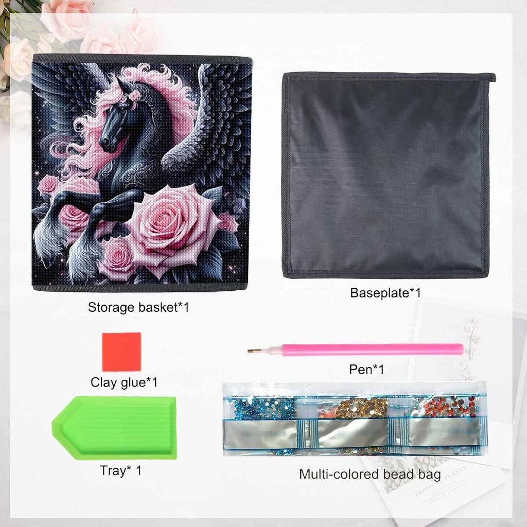 Dark Horse Library 5D Diamond Painting Storage Basket Full Round Drill Mosaic Diamond Embroidery Cross Stitch Kits Home Decor Home Decor