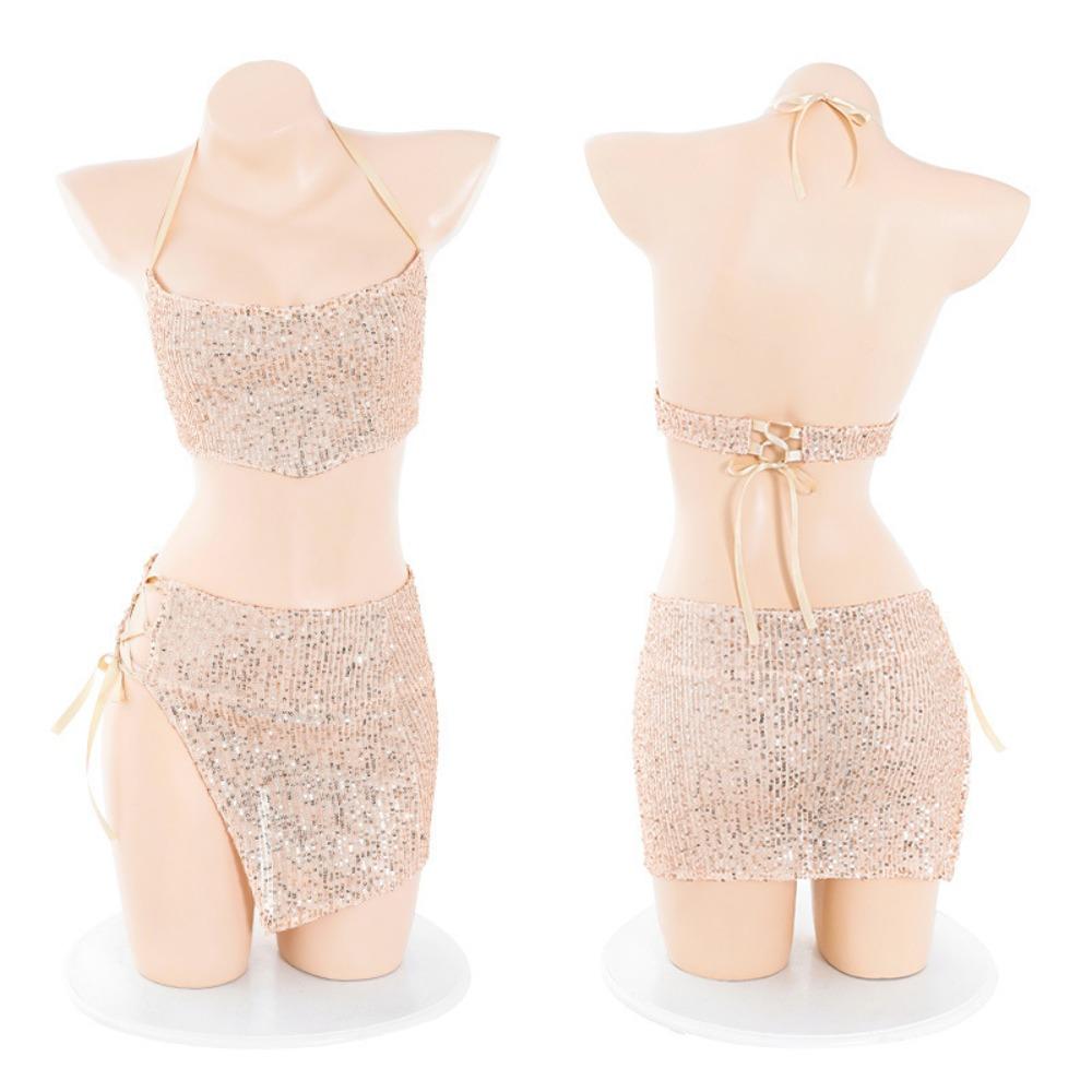 Domira Erotic Outfit Bright Sequins Nightclub Split Outfit 6728 Erotic Lingerie Uniform Sexy Passion F341