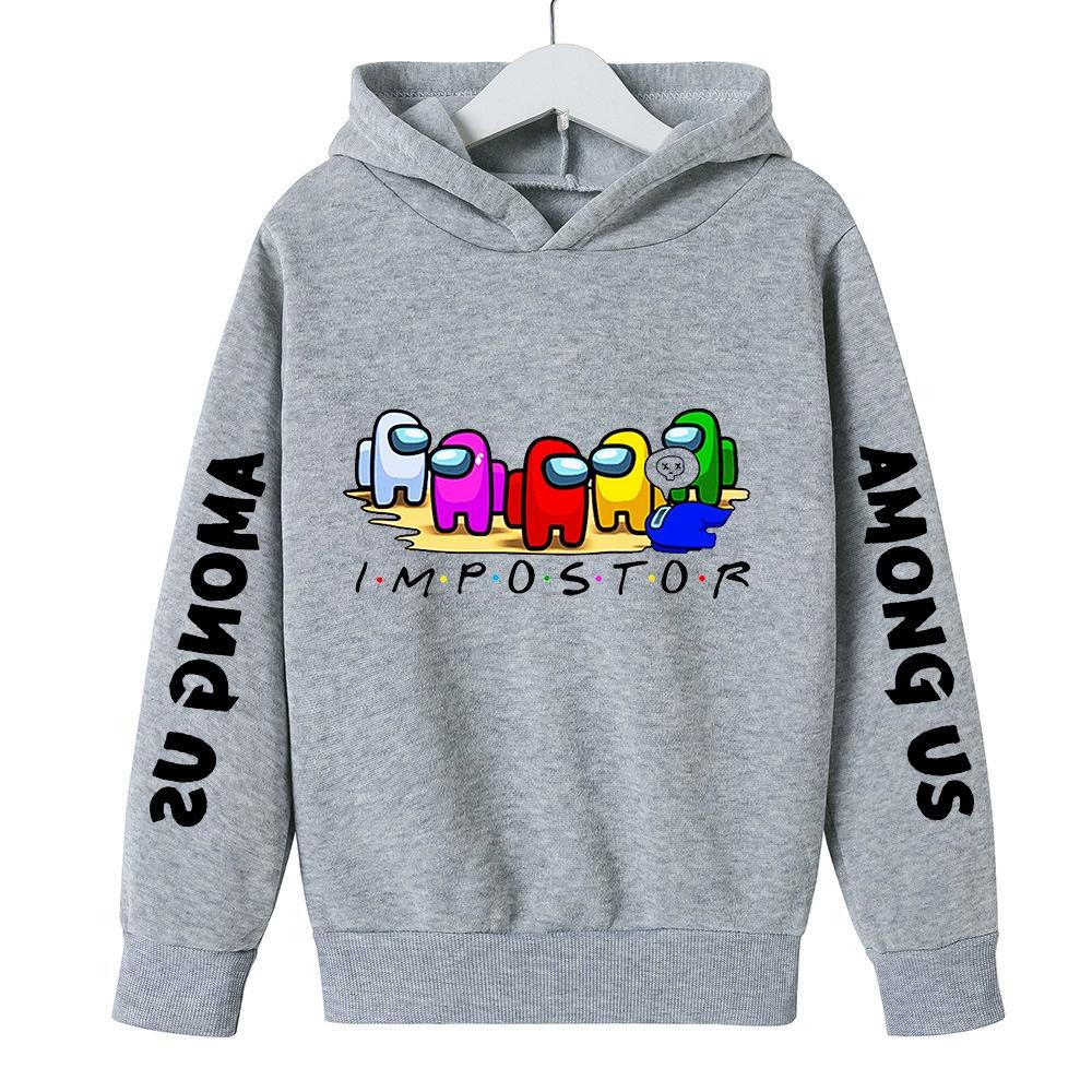 Kids White Among Us Hoodie, Impostor Crewmates Print Sweatshirt, Casual Long Sleeve Pullover for Boys Girls