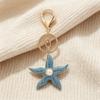 Keychain Pendant Starfish Design Zinc Alloy Key Chain with Imitation Pearl Inlaid Anti-Oxidation Lobster Clasp Key Pendant