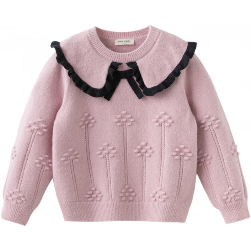 Девочковый вязаный пуловер в цветочек DAVE & BELLA 160cm