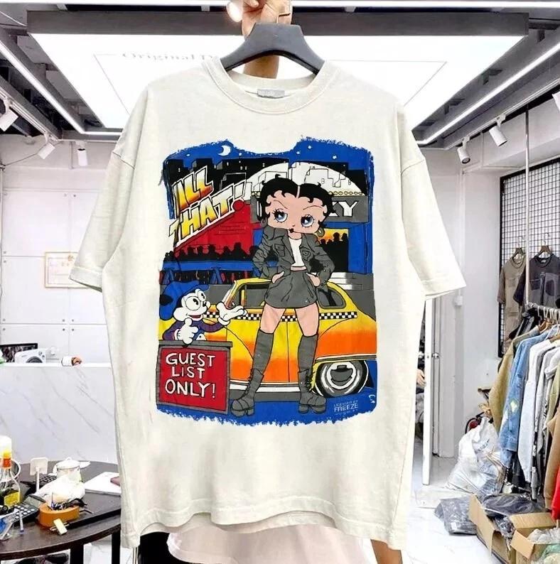 Betty Boop Graphic Short Sleeve White Color Shirt Men Women men clothing