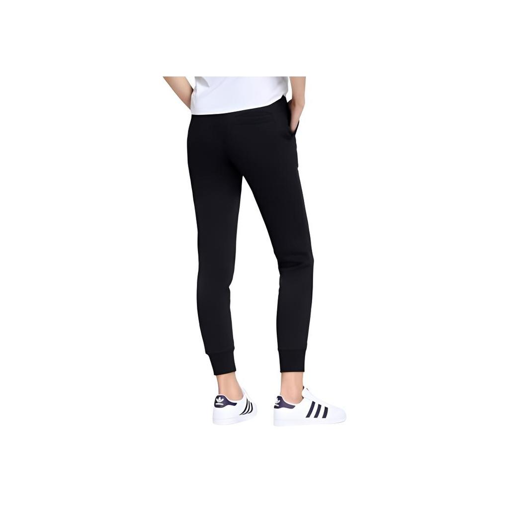 adidas Originals Solid Color Mid Waist Cuffed Comfortable Casual Pants Women Bottoms Black DU9607