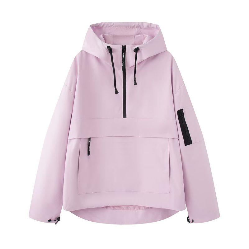 Kaslead New Women clothes Western Style Simple and Versatile Casual Sports Style Hood Jacket