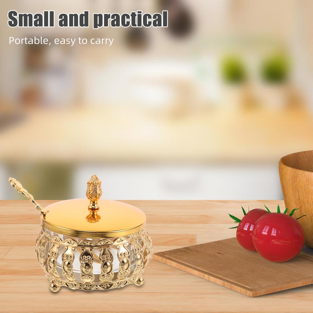 1 Set Barattolo Zucchero con Cucchiaino Vetro Trasparente Ermetico Contenitore Condimenti Contenitore Spezie Cucina Barattolo Spezie Decorativo Cucchiaino Caffè
