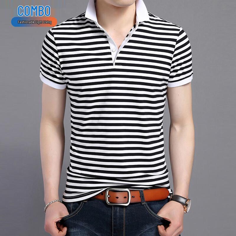 

Kangbo Men s Striped Business Casual Polo T-Shirt 2XL