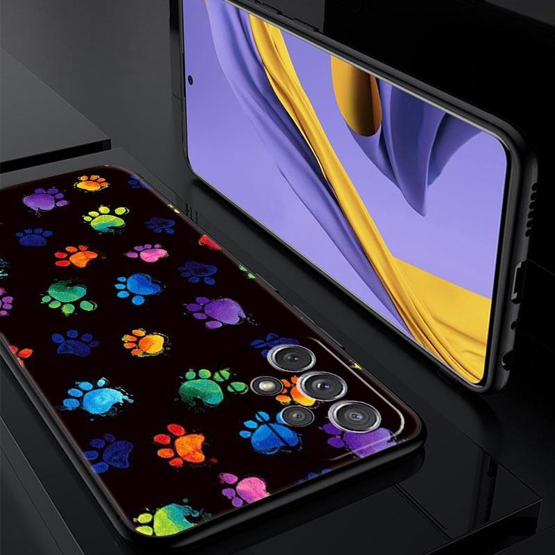 Phone Case for Samsung Galaxy A13 A15 A17 A07 A21S A22 A23 A25 A31 A73 A32 A52 A52S A41 5G Soft TPU Shell Dog Footprint Paw Cute