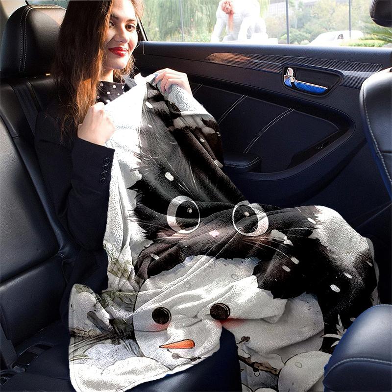 1 Stück Schneemann & Süße Katze Decke Weich Warm, Wohnzimmer, Reise, Camping, Auto Decken