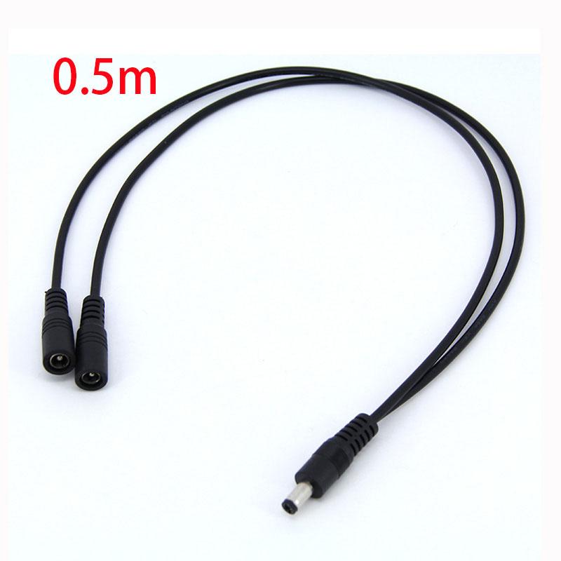 30cm 50cm 1 To 2 Way DC Power Adapter Splitter Cable 5.5mmx2.1mm 1 Male To 2 Female Extension Wire Cord