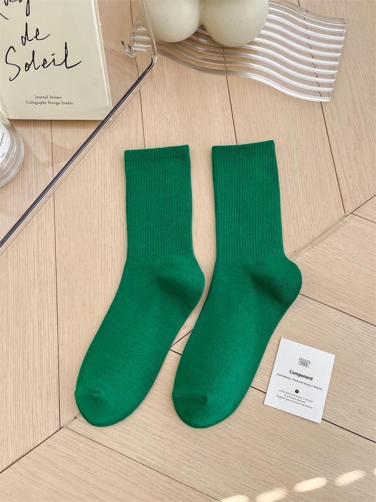 Women's Colorful Mid-Tube Socks In Violet, Orange, Rose, and Red for Modern Dance with Shark Print