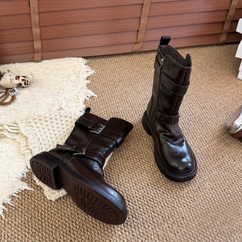 Autumn Winter Vintage Belt Buckle Women Ankle Boots Fashion Slip On Shoes Concise Low Heel Short Booties Shoes  Mujer