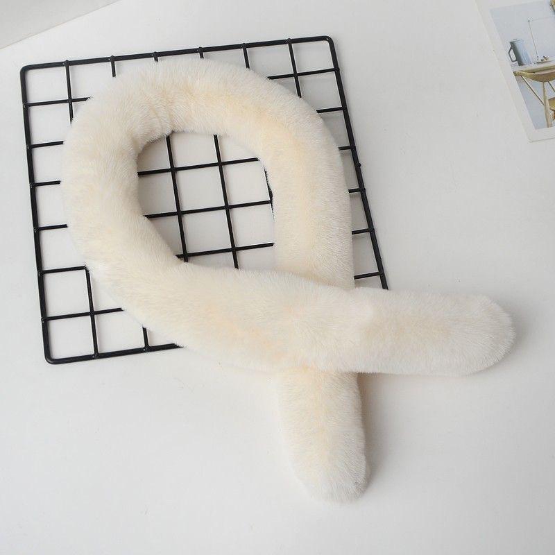 New Imitation Rex Rabbit Fur Scarf Korean Version  Thin Strips  Versatile Fur Scarf Small Cross  Plush Long Narrow Collar Thickened for Women