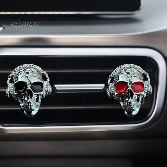 Aromatherapy Air Vent Clip Skull Car Clips, Metal Head Custom Interior Styling Freshener Charm, Halloween Auto Accessory for Men Women Creative
