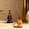 Yiming Xianyuan Sandalwood Cat Pendant: Real Wood Mobile Phone Charm and Car Keyring Lanyard