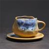 Retro Ceramic Coffee Cup And Saucer Set Creative Souvenir Cup Afternoon Tea Mug Coarse Pottery Coffee Cup