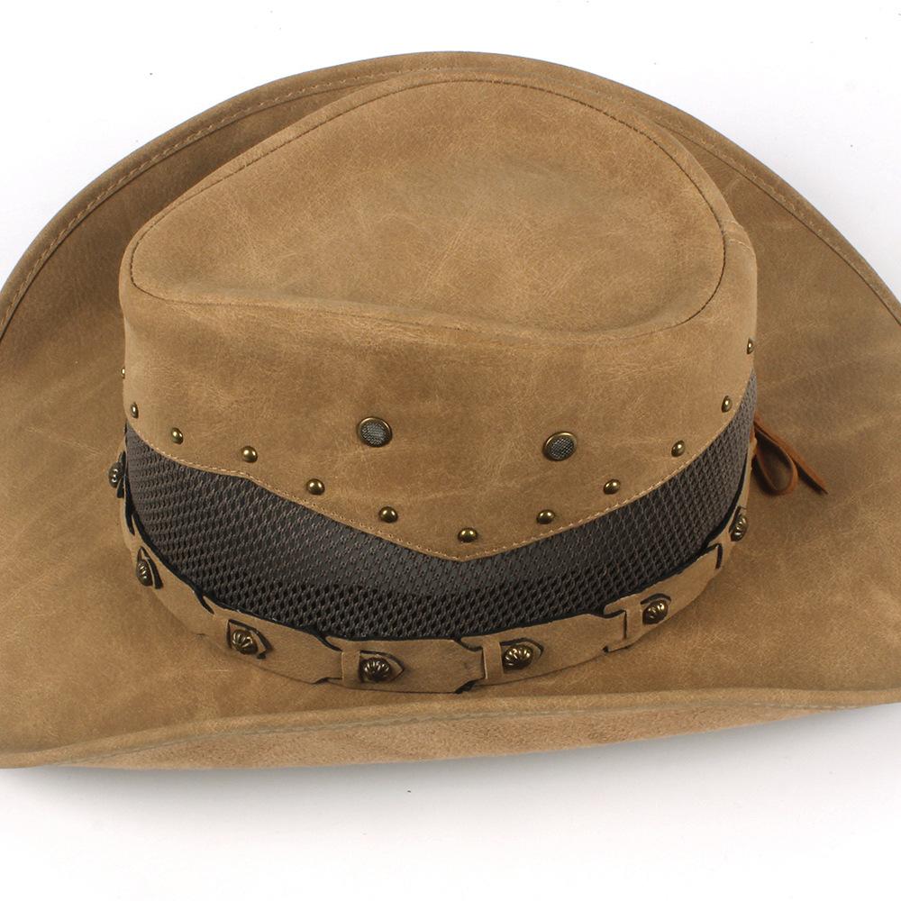 Spring, Summer and Autumn Men's and Women's Riding Leather Western Cowboy Hats British and European and American Classic Retro Top Hats Going Out Tra