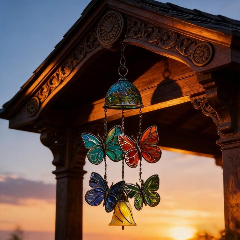 Butterfly Wind Chimes Producing Clear Tone for Balconies and Garden Creating a Peaceful Artistic Iron Design