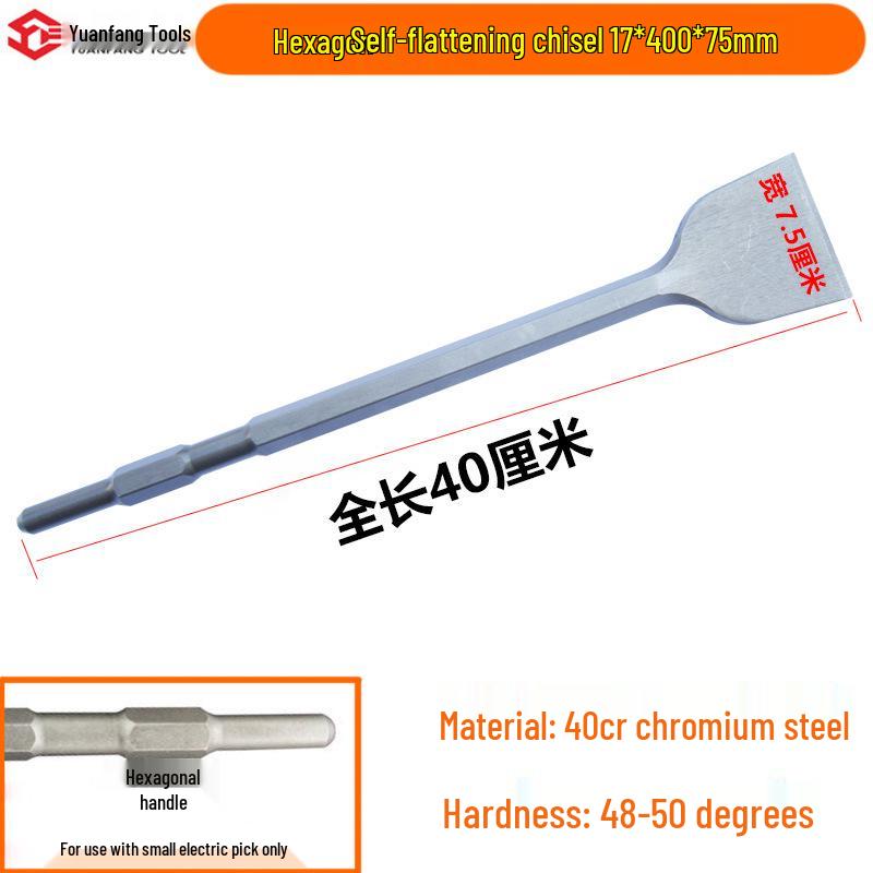 Electric Hammer Drill Set: Square/Round Shank with Pointed, Flat, U-shaped Chisels, Pick Head, Shovel, and Slotting Through-wall Drill.