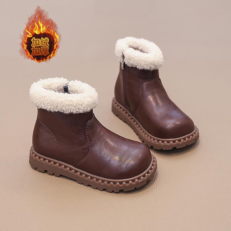 

Девочки ботинки Мартин термо велюровые хлопковые ботинки 2025 зима новые детские короткие ботинки мягкая подошва детские две хлопковые кожаные ботинки 26 yards inner length 16.0cm