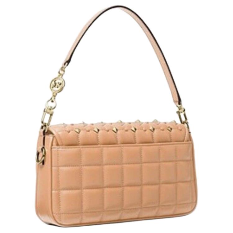 Michael Kors Mk Bradshaw Small Studded Gold Buckle Shoulder Bag Solid Color Seam Single Shoulder Bag Women shoulder bag Melon 30T1L2BL1U-CANTALOUPE