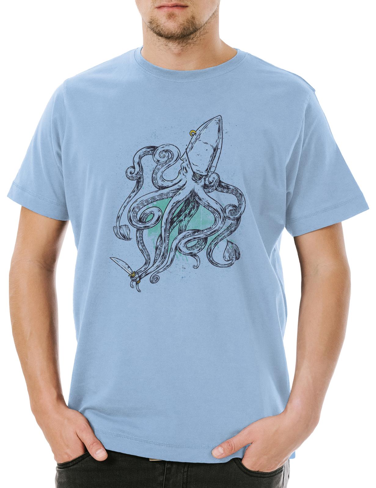 Octopus Pirate Mens T-Shirt Mens Womens Tees Top Pirate Octopus Octopus Octopus Diver Red Tattoo Art XL