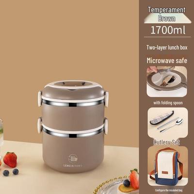 Zhi Shi 304 Stainless Steel Double-Layer Thermal Bento Box
