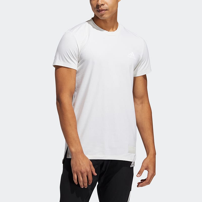 adidas T Shirts Men's White Crew Neck Moderate Straight Fit GL0446