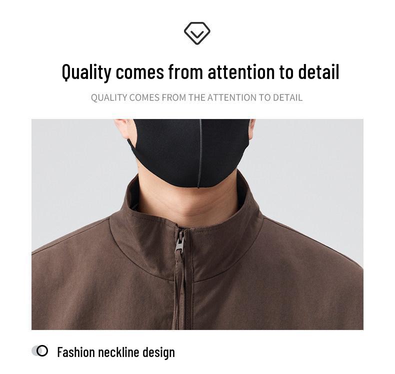 Amerykańska Modna Męska Luźna Kurtka Robocza z Kołnierzem Stójką na Wiosnę i Jesień 2026