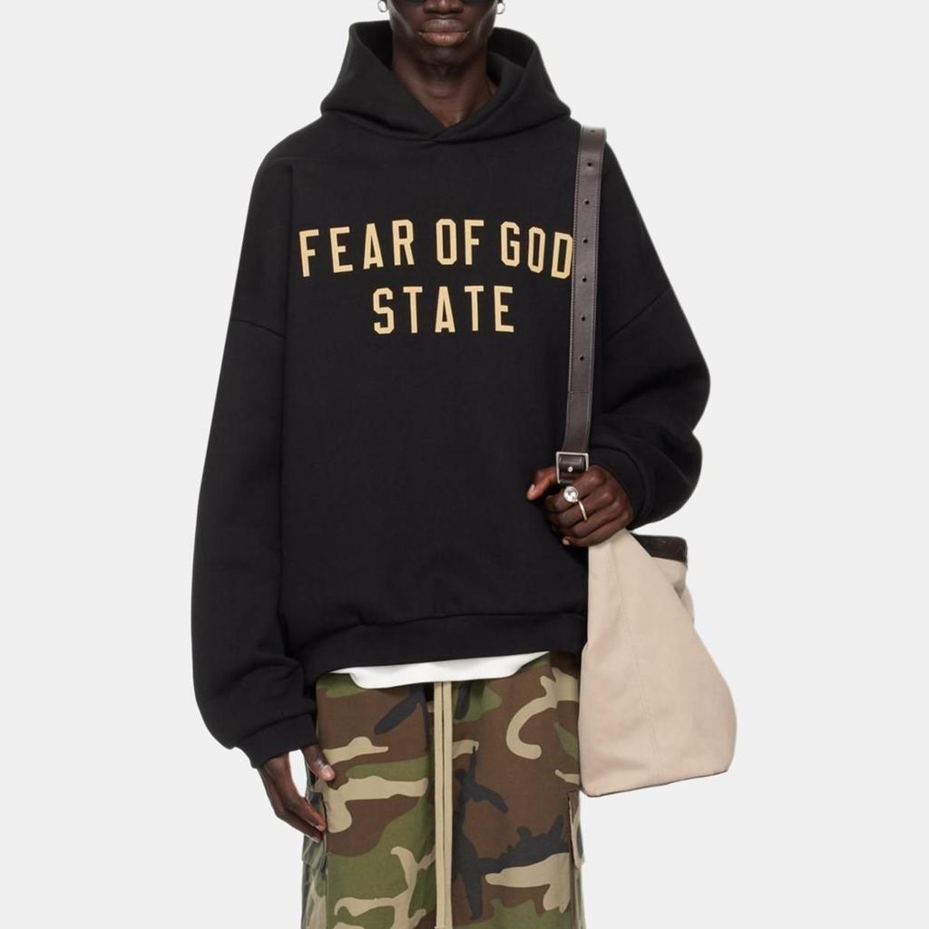 Fear of God Essentials SS25 Fleece Hoodie 'Black Yellow' Men's 192BT246250F