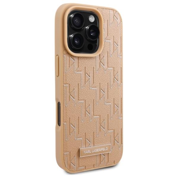 Karl Lagerfeld Klhmp16Lpkhporpe Iphone16 Pro 6.3 Hardcase Beżowy/Beige Leather Monogram Metal Logo Magsafe