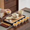 Cha Xun Ru Kiln Black Pine Plum Blossom 10-Piece Gaiwan Tea Set with Tray