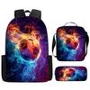 3Pcs/Set Cartoon Casual Fashion Soccer School Bags for Boy Girls Flat Surface Football Pattern Book Bags Sets Backpacks Children's Birthday Gift