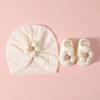 Elastic Infant Turban Hat Breathable Fetal Caps & Matching Socks Set Stylish Girls Clothing Accessories for Baby
