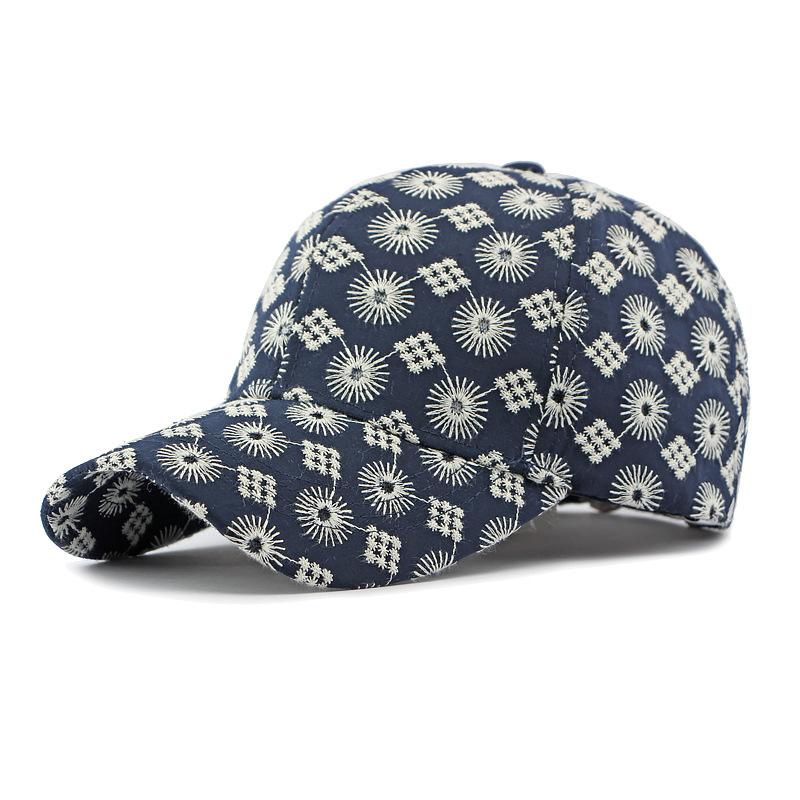 

Вышитая винтажная бейсболка женская уличная солнцезащитная шляпа темно-синий