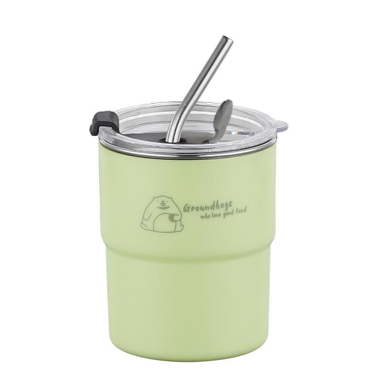 304 Food Grade Insulated Stainless Steel Coffee Mug with Straw - Double Wall, Portable Cold Storage for Tea & Office Use