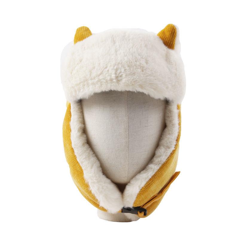 Women Warm Earmuffs Thicken Ear-flapped Hat Winter Cashmere Plush Cotton Hat Cat Ears Cap Winter Russian Bomber Hat