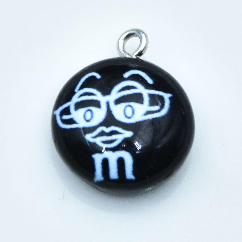Cartoon Resin Expression Keychain Pendant with Chocolate Bean Candy - DIY Jewelry Accessory чёрный