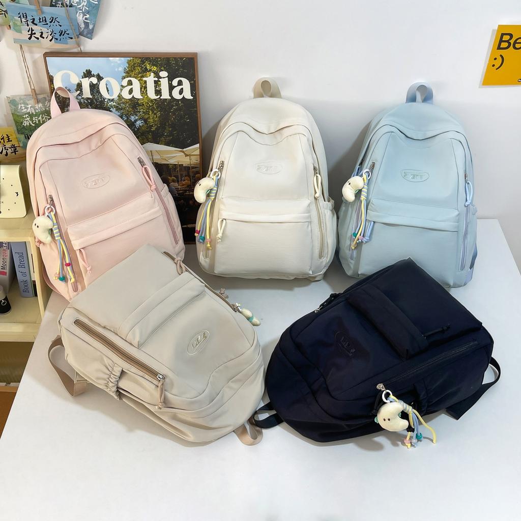 Schoolbag Backpack Female Solid Color Small Fresh Cute Casual Student Backpack Lightweight Versatile Simple Travel Backpack