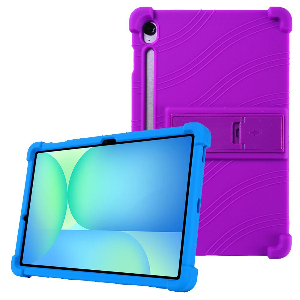For Samsung Galaxy Tab S10 FE+ Silicone Case with Kickstand Rugged Protective Cover