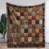 Flaneldecke, Herbst-Patchwork-Kürbismuster Mehrfarbig Gespleißt Warm Gemütlich Weiche Decke für Auto Büro Camping Reisen