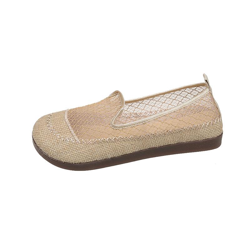2025 summer new mesh lace breathable versatile fisherman shoes flat single shoes versatile outdoor casual single shoes
