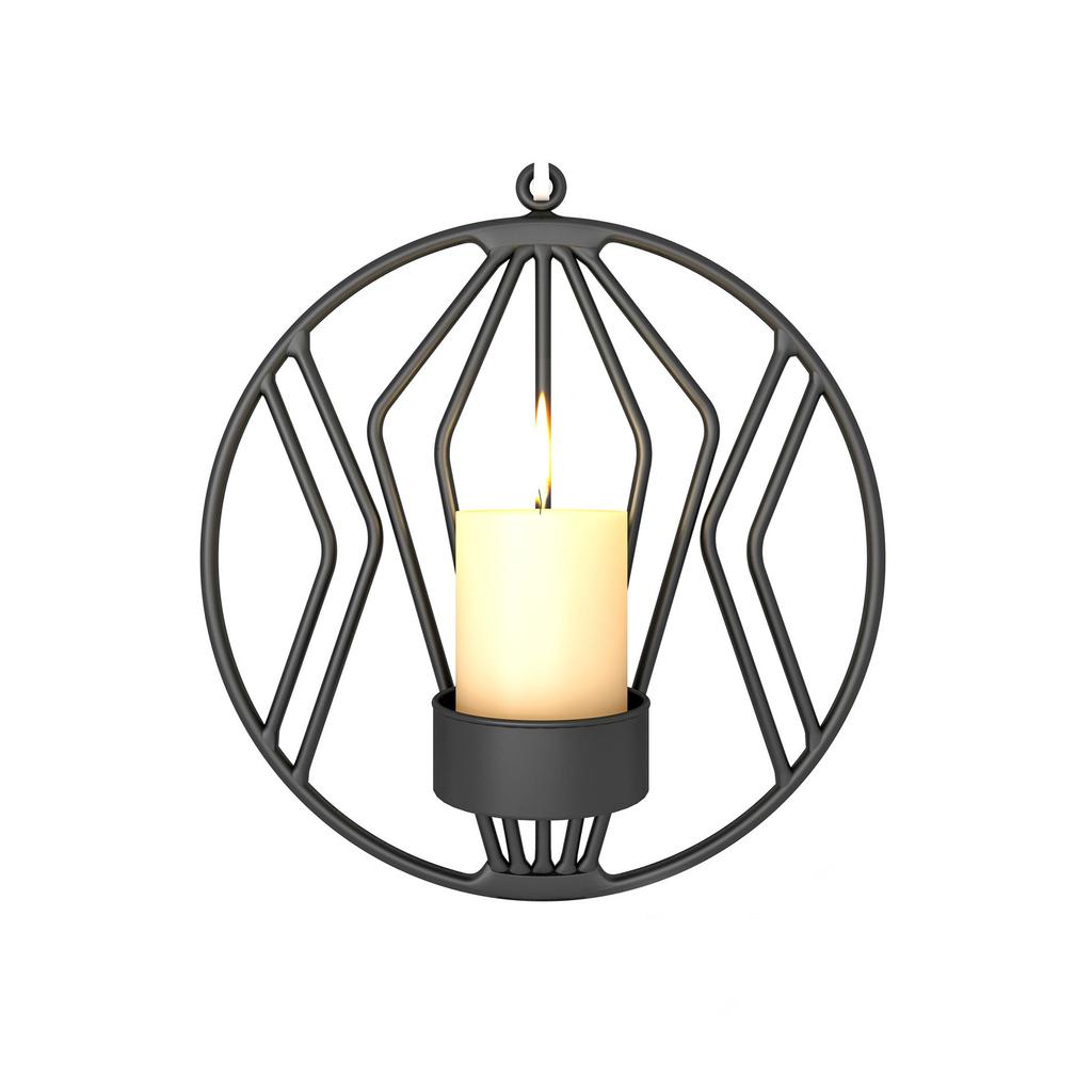 Modern Round Metal Wall Hung Candle Holder Living Room Party Decoration Geometric Wall Hung Candle Holder Crafts Home Decoration
