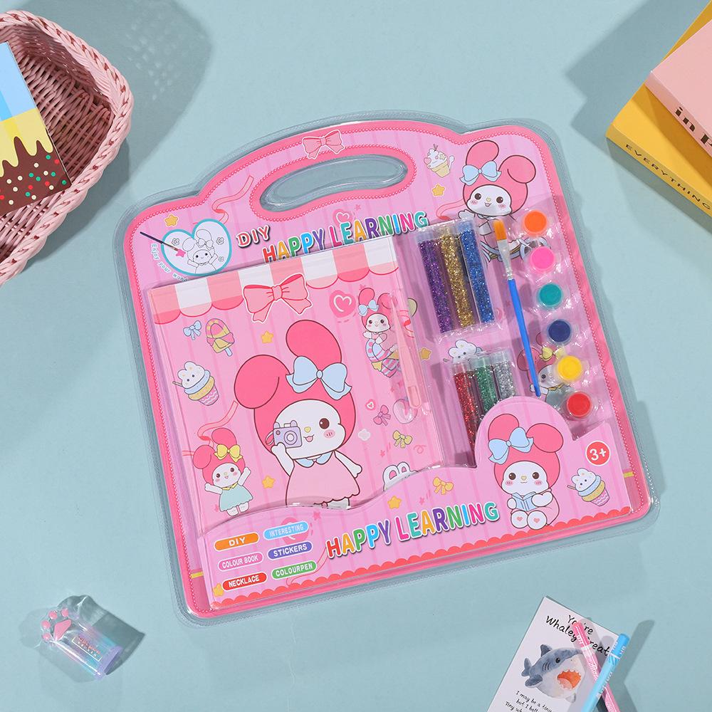 KPOP Witch Group DIY Coloring & Glitter Makeup Book with Sanrio Watercolor Set