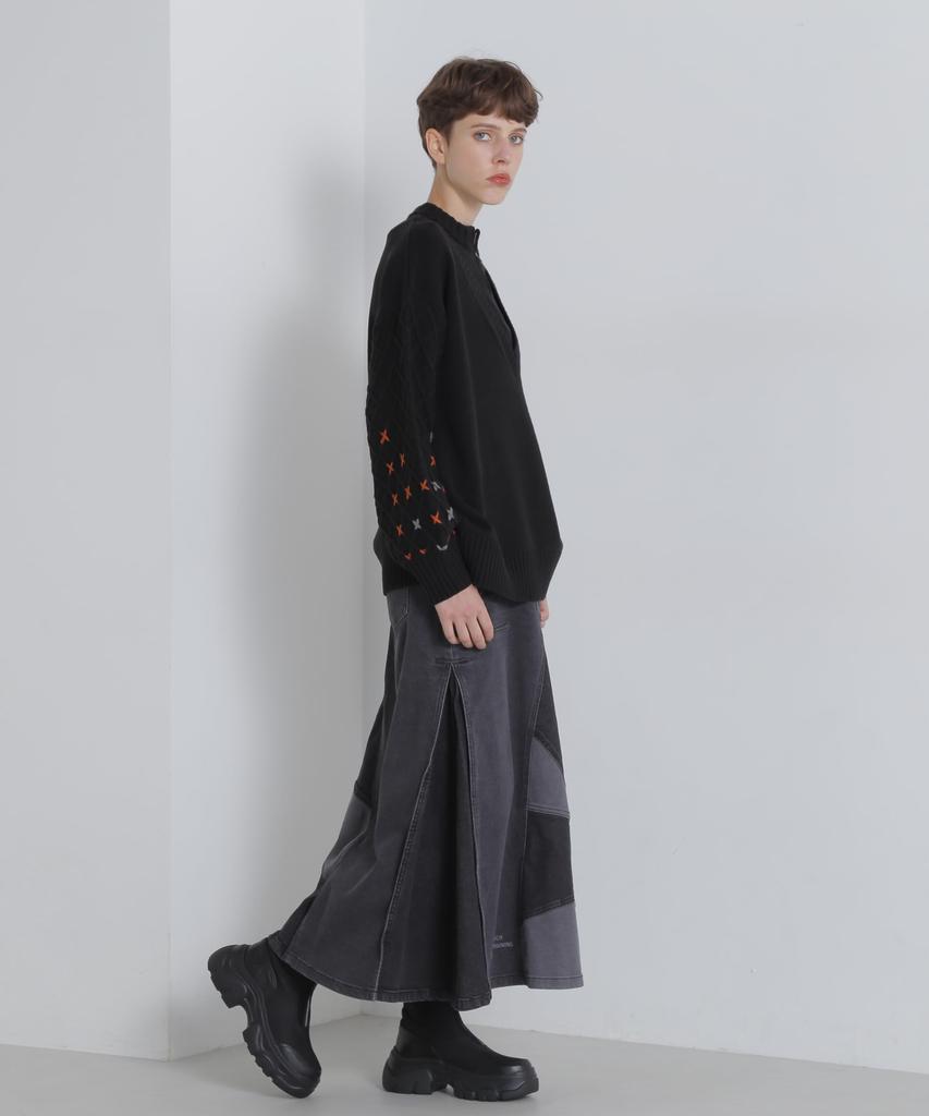 AVIREX SWITCHING STRETCH DENIM SKIRT Black 783-4216602