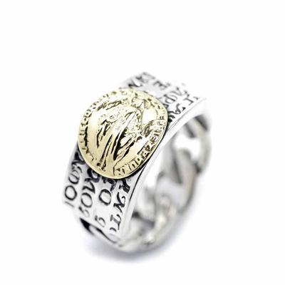 [Silver One] Si Miraculous Medal Virgin Mary Chain-style Ring Sterling Silver 925 Ring Men's [Size 17] Miraculous Medal Christian Christ