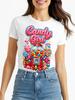 Dames 100% Katoen T-shirt Heren Tees Top - Candygirl Bubblegum Retro Design - Carnaval Verkleedkostuum-